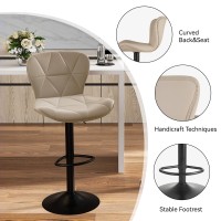 Nalupatio Modern Bar Stool Set Of 4 Adjustable Faux Leather Upholstered Swivel Counter Stools Counter Height Barstools With Ba