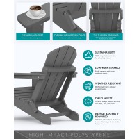 Serwall Adirondack Chair Set Of 6 For Patio Garden Outdoors Fire Pit Folding Gray