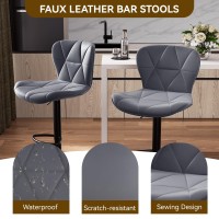 Nalupatio Modern Bar Stool Set Of 2 Adjustable Faux Leather Upholstered Swivel Counter Stools Counter Height Barstools With Ba