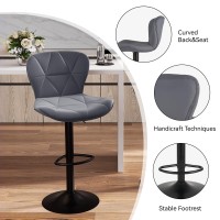 Nalupatio Modern Bar Stool Set Of 2 Adjustable Faux Leather Upholstered Swivel Counter Stools Counter Height Barstools With Ba