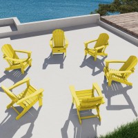 Serwall Folding Adirondack Chair Set Of 6 Painted Adirondack Chair Weather Resistant For Patio Deck Garden Yellow