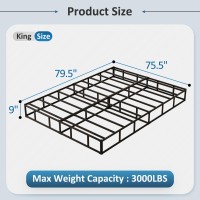 Diaoutro King Size Box Spring 9 Inch Heavy Duty Bed Base With Fabric Cover No Noise Mattress Foundation For Bed Easy Assembly