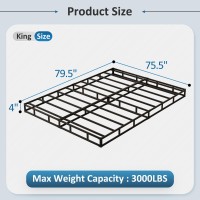 Diaoutro King Size Box Spring 4 Inch Heavy Duty Bed Base With Fabric Cover No Noise Mattress Foundation For Bed Easy Assembly