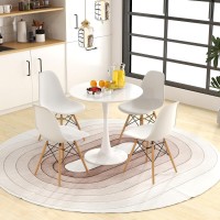 Tangkula Round Dining Table Set For 4, Kitchen Table Set With Seat & Solid Wood Legs, Round Kitchen Table And Chairs For Small Space, White