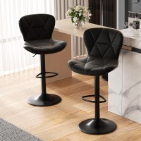 Nalupatio Modern Bar Stool Set Of 2 Adjustable Faux Leather Upholstered Swivel Counter Stools Counter Height Barstools With Ba