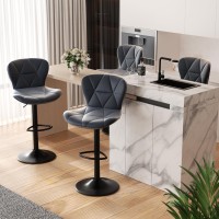 Nalupatio Modern Bar Stool Set Of 4 Adjustable Faux Leather Upholstered Swivel Counter Stools Counter Height Barstools With Ba