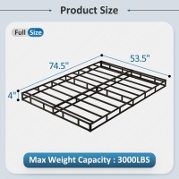 Diaoutro 4 Inch Full Size Box Spring With Fabric Cover No Noise Mattress Foundation Heavy Duty Bed Base Easy Assembly Black