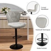 Nalupatio Modern Bar Stool Set Of 4 Adjustable Faux Leather Upholstered Swivel Counter Stools Counter Height Barstools With Ba