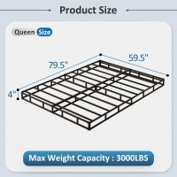 Diaoutro 4 Inch Queen Box Spring With Fabric Cover No Noise Mattress Foundation For Bed Heavy Duty Bed Base Easy Assembly Bl