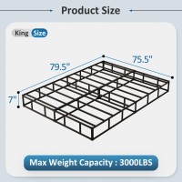 Diaoutro King Size Box Spring 7 Inch Heavy Duty Bed Base With Fabric Cover No Noise Mattress Foundation For Bed Easy Assembly