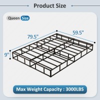 Diaoutro 9 Inch Queen Box Spring With Fabric Cover No Noise Mattress Foundation For Bed Heavy Duty Bed Base Easy Assembly Bl