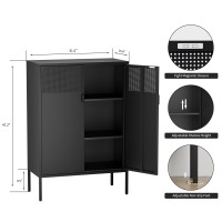 Ustamio Black Metal Storage Cabinet Metal Locker Storage Cabinet With Doors And Shelves 3 Tier Steel Office Storage Cabinet M