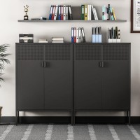 Ustamio Black Metal Storage Cabinet Metal Locker Storage Cabinet With Doors And Shelves 3 Tier Steel Office Storage Cabinet M