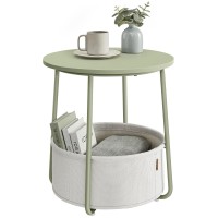 Vasagle End Table Small Bedside Table With Fabric Basket Modern Nightstand Round Side Table For Living Room Bedroom Laurel