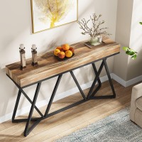 Tribesigns 55 Inches Console Table, Farmhouse Sofa Table Wood Entryway Table With Unique Metal Base, Behind The Couch Table Foyer Table, Industrial Accent Table For Hallway, Living Room, Entrance