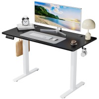 Smug Standing Desk 48X24 Inch Ergonomic Adjustable Height Electric Sit Stand Up Down Computer Table With Wholepiece Desktop Bo