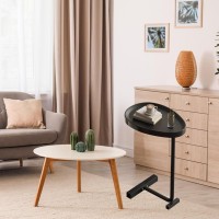 Hztyyier Small Egg Oval Shaped C Sofa Side Table, Sturdy Metal Frame, Easy To Assemble, Widely Applicable, Elegant Appearance (Black)