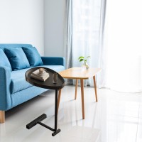 Hztyyier Small Egg Oval Shaped C Sofa Side Table, Sturdy Metal Frame, Easy To Assemble, Widely Applicable, Elegant Appearance (Black)