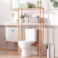 Amazerbath Bamboo Over The Toilet Storage Shelf 2Tier Over Toilet Organizer Rack Freestanding Above Toilet Shelf For Bathroom