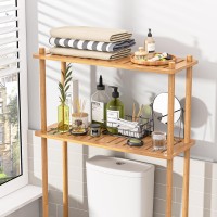 Amazerbath Bamboo Over The Toilet Storage Shelf 2Tier Over Toilet Organizer Rack Freestanding Above Toilet Shelf For Bathroom