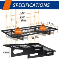 2Pack 15X3Ft Garage Shelving 177Inchby358Inch Wall Shelf Garage Storage Rack Wall Mounted Floating Shelves Black