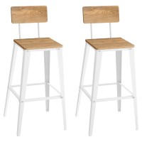 Vasagle Set Of 2 Bar Stools Bar Height Stools Tall Bar Stools With Back Bar Chairs Steel Frame Industrial Style Easy Assem