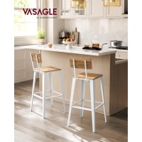 Vasagle Set Of 2 Bar Stools Bar Height Stools Tall Bar Stools With Back Bar Chairs Steel Frame Industrial Style Easy Assem