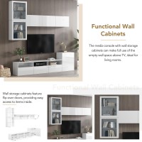 Merax High Gloss Tv Stand With Wall Mounted Floating Storage Cabinets Media Console For Television Up To 75 Versatile Entert