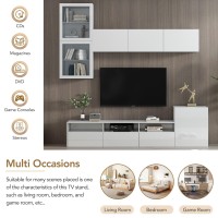 Merax High Gloss Tv Stand With Wall Mounted Floating Storage Cabinets Media Console For Television Up To 75 Versatile Entert