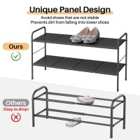 Prevent Soil Detachment Easy To Clean Expandable Shoe Rack 2 Tier Adjustable Metal Small Shoe Rack For Closet Door Entrance Sho