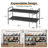 Prevent Soil Detachment Easy To Clean Expandable Shoe Rack 2 Tier Adjustable Metal Small Shoe Rack For Closet Door Entrance Sho