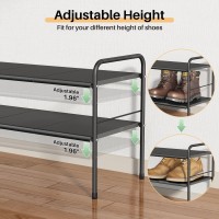 Prevent Soil Detachment Easy To Clean Expandable Shoe Rack 2 Tier Adjustable Metal Small Shoe Rack For Closet Door Entrance Sho