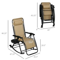 Outsunny 2 Pieces Outdoor Rocking Chairs Foldable Reclining Zero Gravity Lounge Rocker With Pillow Cup Phone Holder Combo D