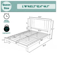 Queen Size Bed Frame  Faux Leather Upholstered Platform With Headboard (Black  Queen (U.S. Standard))