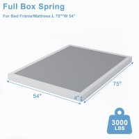 Hobinche Full Box Spring 4 Inch High Profile Box Spring For Full Bed Sturdy Metal Frame Mattress Foundation Easy Assembly Q