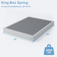 Hobinche King Box Spring 7 Inch High Profile Box Spring For King Bed Sturdy Metal Frame Mattress Foundation Easy Assembly Q