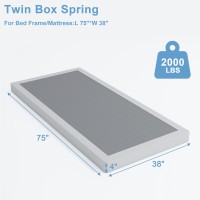 Hobinche Twin Box Spring 4 Inch High Profile Box Spring For Twin Bed Sturdy Metal Frame Mattress Foundation Easy Assembly Q