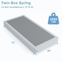 Hobinche Twin Box Spring 7 Inch High Profile Box Spring For Twin Bed Sturdy Metal Frame Mattress Foundation Easy Assembly Q