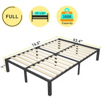 Roil 18 Inch Full Size Bed Frames With Wood Slats 3500Lbs Heavy Duty No Box Spring Needed Platform Mattress Stoppers Double M