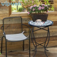 Vipush Mosaic Outdoor Patio Side Table 14 Round Folding End Table Patio Accent Table Indoor Plant Stand For Living Room Gera