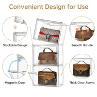 Purse Organizer For Closet Clear Acrylic Display Case For Handbag Organizer Purse Storage Box With Magnetic Door Plastic Stora