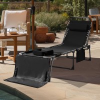 Veikou Tanning Chair Lounge Chair 2 Pack Lounge Chairs For Outside With 5Position Adjustable Backrest Detachable Pillow Fold