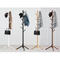 Kskspe Wooden Coat Rack Coat Rack Stand With 4 Height Options 8 Hooks Sturdy Freestanding Coat Rack For Clothes Bags Hats Tree C