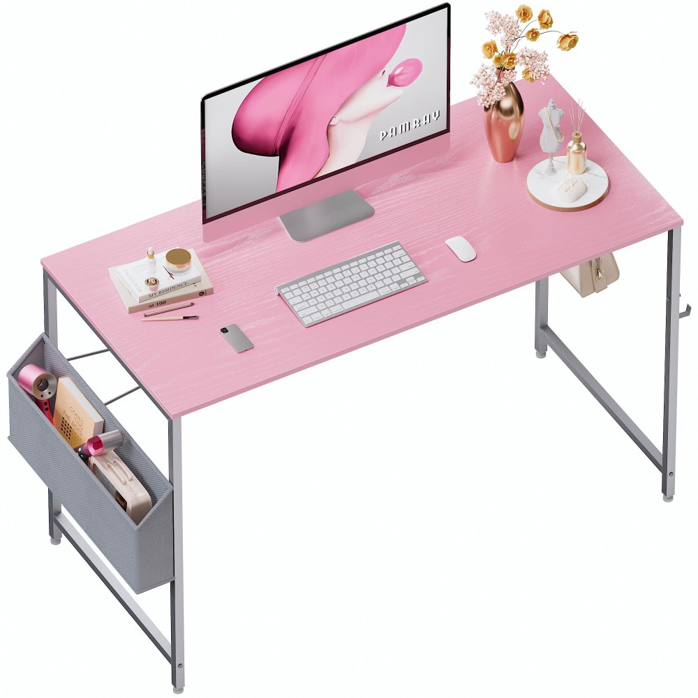 Pamray 32 Inch Computer Desk For Small Spaces With Storage Bag Home Office Work Desk With Headphone Hook Small Office Desk Stu