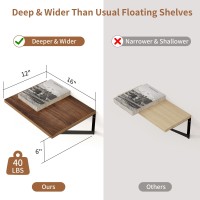 Axeman Walnut Floating Shelves 12 Inch Deep Rustic Wall Mounted Floating Shelves Set Of 2 16W X 12D Floating Wall Shelves For