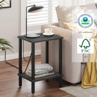 Tutotak End Table Side Table Nightstand 2Tier Storage Shelf Sofa Table For Small Space Living Room Bed Room Charcoal Gre