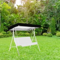 2 Seater Porch Swing Chair Canopy, Waterproof Outdoor Swing Seat Top Cover Replacement Sun Shade Awning Cover For Garden, Patio, Yard, Porch Seat, Swing, 190X132X15Cm/20Cm(Black)