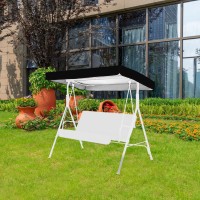 2 Seater Porch Swing Chair Canopy, Waterproof Outdoor Swing Seat Top Cover Replacement Sun Shade Awning Cover For Garden, Patio, Yard, Porch Seat, Swing, 190X132X15Cm/20Cm(Black)