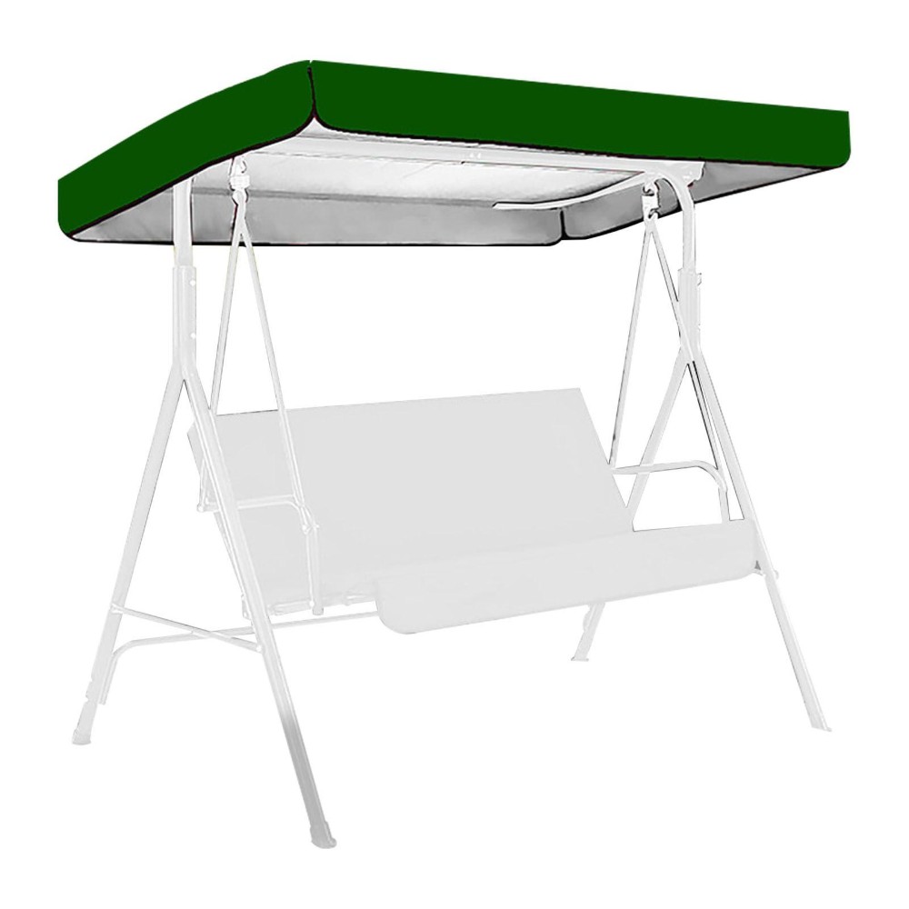 2 Seater Porch Swing Chair Canopy, Waterproof Outdoor Swing Seat Top Cover Replacement Sun Shade Awning Cover For Garden, Patio, Yard, Porch Seat, Swing, 190X132X15Cm/20Cm(Green)