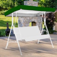 2 Seater Porch Swing Chair Canopy, Waterproof Outdoor Swing Seat Top Cover Replacement Sun Shade Awning Cover For Garden, Patio, Yard, Porch Seat, Swing, 190X132X15Cm/20Cm(Green)